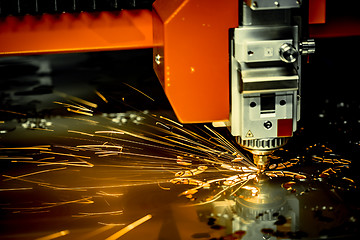 Image showing CNC Laser cutting of metal, modern industrial technology. .