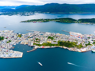 Image showing City of Alesund Norway Aerial footage