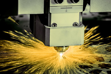 Image showing CNC Laser cutting of metal, modern industrial technology. .