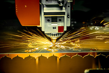 Image showing CNC Laser cutting of metal, modern industrial technology. .