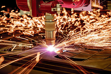 Image showing CNC Laser plasma cutting of metal, modern industrial technology.