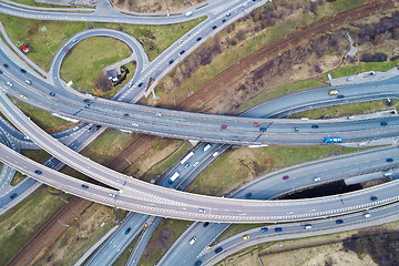 Image showing Aerial view of a freeway intersection