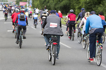 Image showing Group of cyclist during the street race