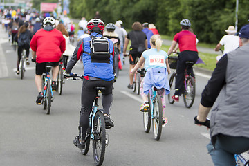 Image showing Group of cyclist during the street race