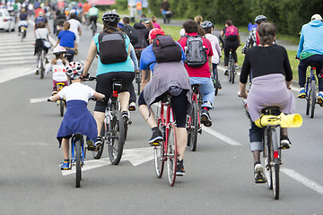 Image showing Group of cyclist during the street race