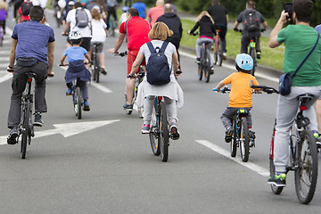 Image showing Group of cyclist during the street race