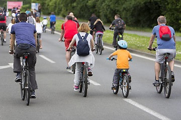 Image showing Group of cyclist during the street race