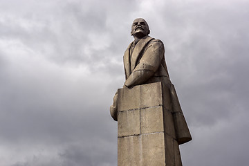 Image showing Granite monument of V.I. Lenin with a fur hat in his hand