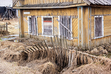 Image showing Abandoned collapsing wooden house