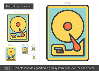 Image showing Hard drive disk line icon.