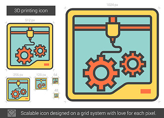 Image showing Three D printing line icon.