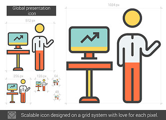 Image showing Global presentation line icon.