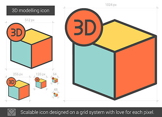 Image showing Three D modelling line icon.