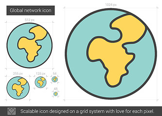 Image showing Global network line icon.