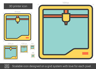 Image showing Three D printer line icon.