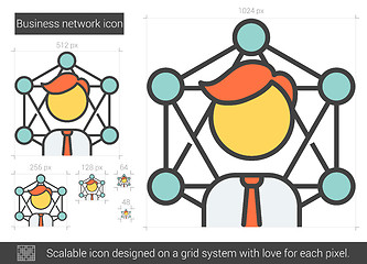 Image showing Business network line icon.