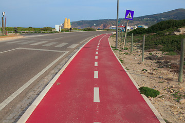 Image showing Red bicycle path