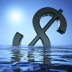 Image showing Dollar Sinking In The Sea Showing Depression Recession And Econo