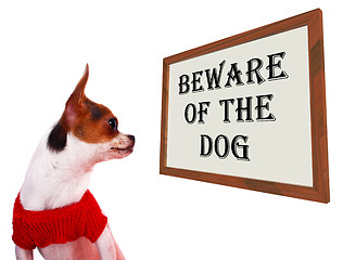 Image showing Beware Of The Dog Sign Showing Protection And Warning