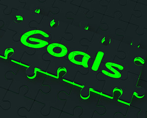 Image showing Goals Puzzle Showing Aspirations And Objectives