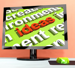 Image showing Ideas Key On Computer Screen Showing Creativity