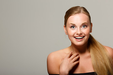 Image showing Young girl on gray background