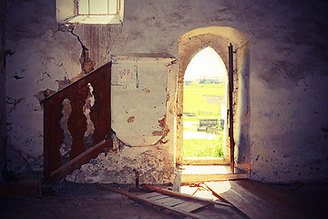 Image showing interior of abandoned gothic church