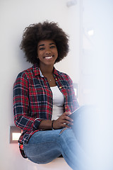 Image showing black woman using her electronic tablet