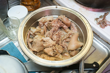 Image showing Cooked pork in pot