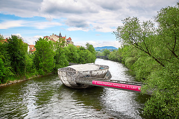 Image showing The Murinsel bridge in Graz old town, Austria