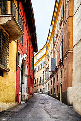 Image showing Narrow mountain town street in Verona