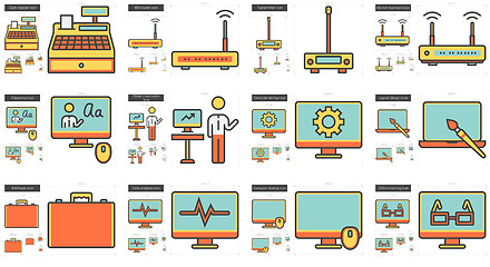 Image showing Technology line icon set.