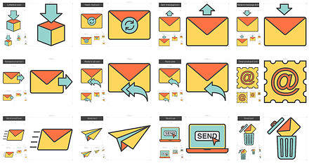 Image showing Email line icon set.