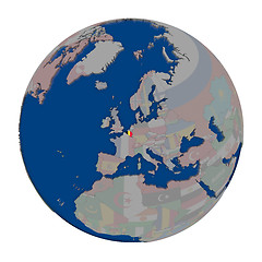 Image showing Belgium on political globe