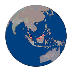 Image showing Malaysia on political globe