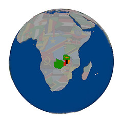 Image showing Zambia on political globe