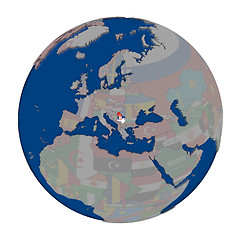 Image showing Serbia on political globe