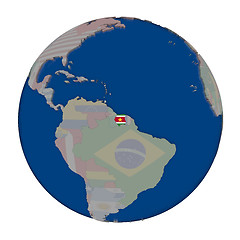 Image showing Suriname on political globe