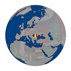 Image showing Romania on political globe