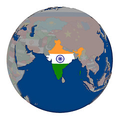 Image showing India on political globe