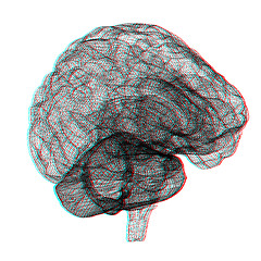 Image showing Creative concept of the human brain. Anaglyph. View with red/cya