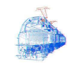 Image showing train.3D illustration. Anaglyph. View with red/cyan glasses to s