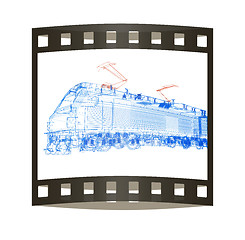 Image showing train.3D illustration. The film strip