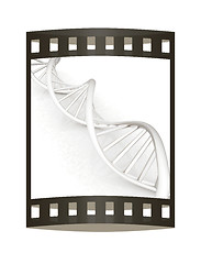 Image showing DNA structure model. 3d illustration. The film strip