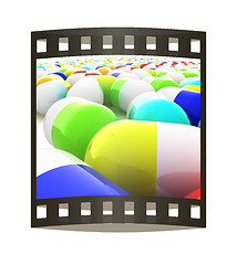 Image showing Tablets background. 3D illustration. The film strip