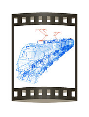 Image showing train.3D illustration. The film strip