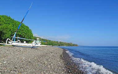 Image showing Traditional fishing boats on the sea Bali, Indonesia