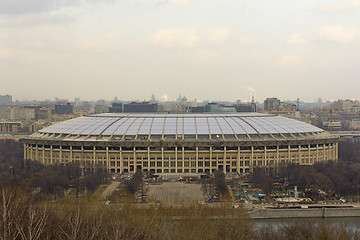 Image showing Luzhniki stadium in Moscow, veiw from Vorobyovy Hills viewpoint