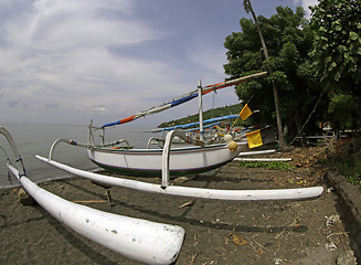 Image showing Traditional fishing boats on the sea Bali, Indonesia