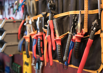 Image showing Variety tools on garage wall